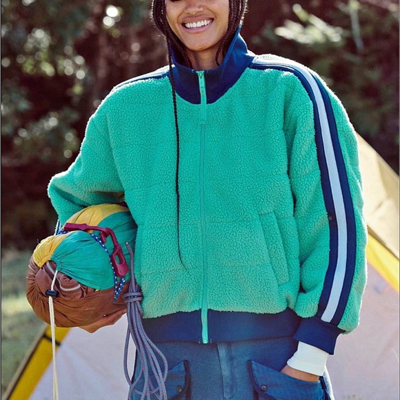 free people movement Jackets & Blazers - FP Movement by Free People Green and Blue Teddy Jacket